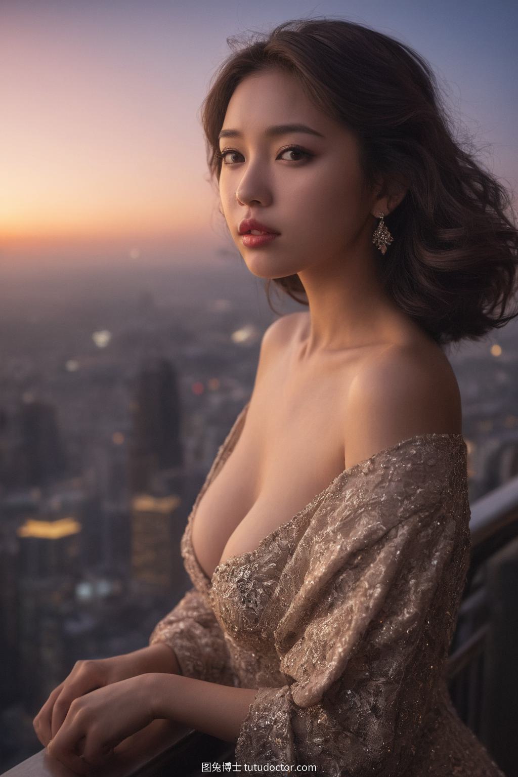 纯欲吊带：霓虹光影中的城市美人
