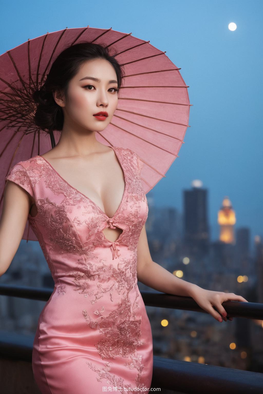 古风韵味：旧世界风情，女子与东方伞