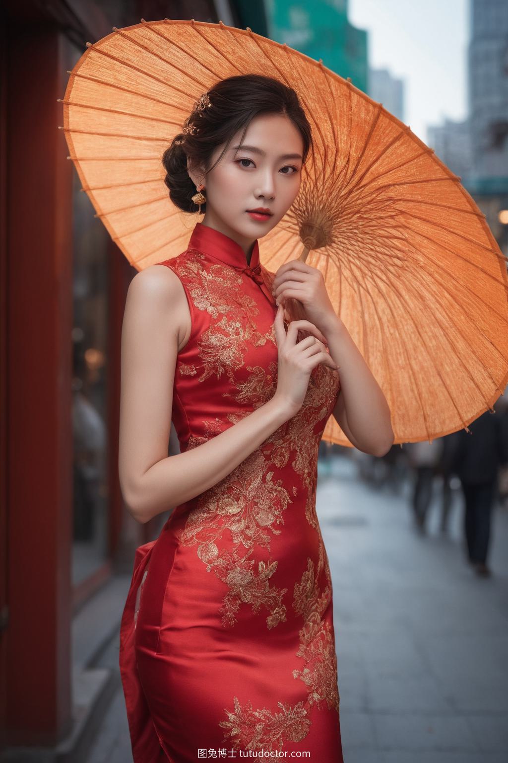 古风韵味：繁华都市中的古风丽影