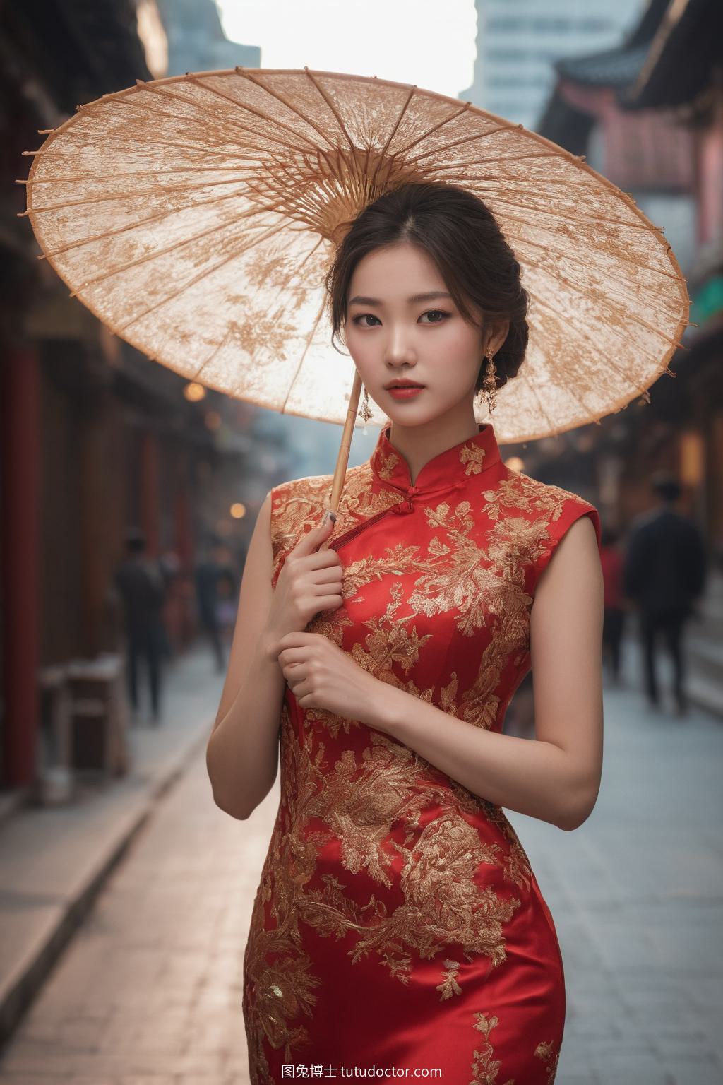 古风韵味：繁华都市中的古风丽影
