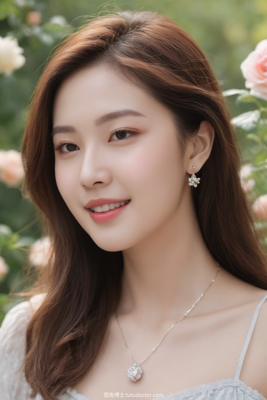 清纯校花：玫瑰园中笑语轻，银链倩影醉花香