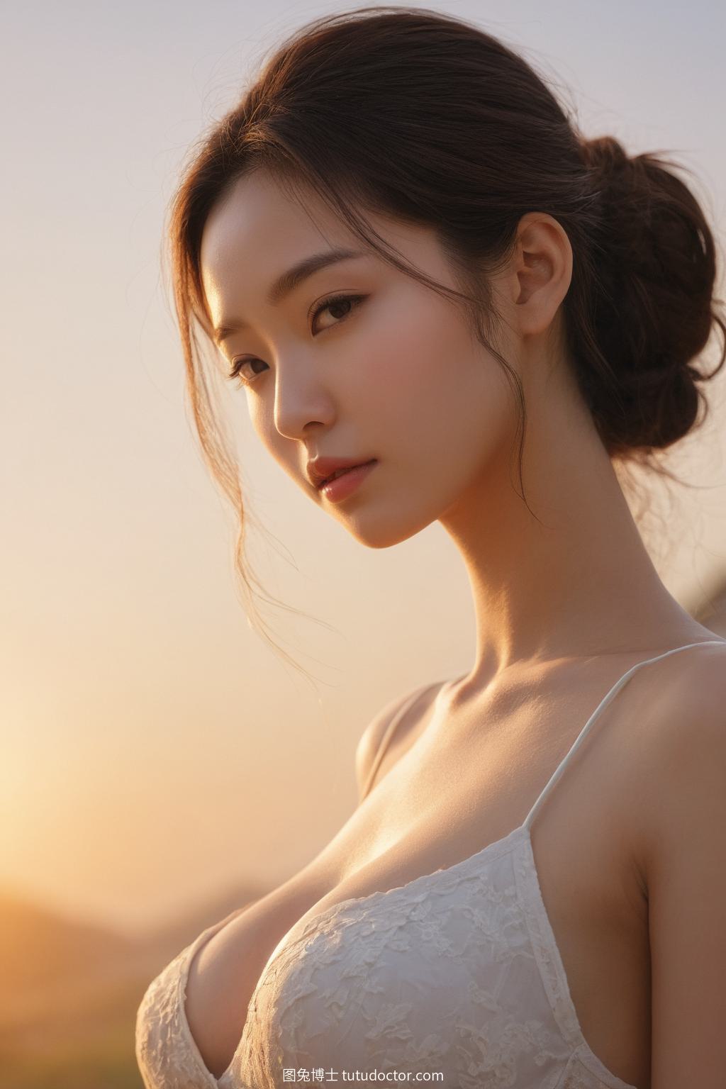 清纯校花：暮色归途，静美剪影