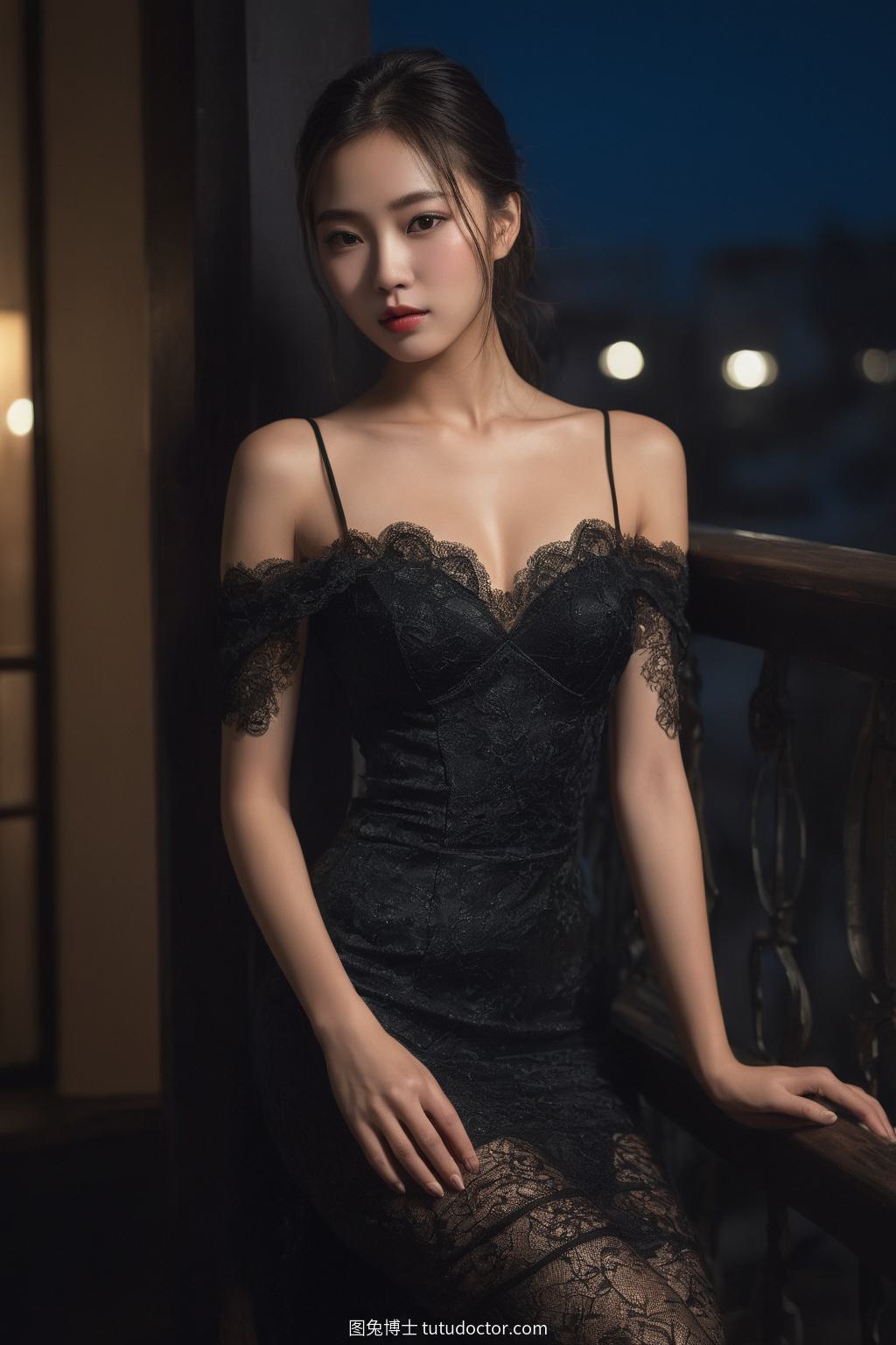 黑丝诱惑：月光下的优雅倩影