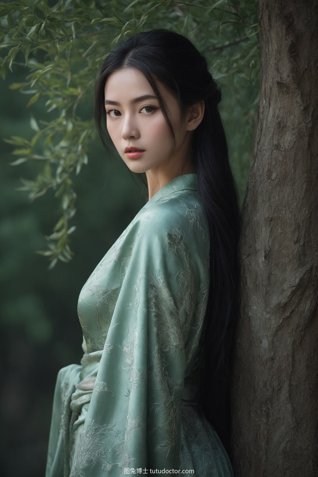 古风韵味：月色下的玉纹佳人