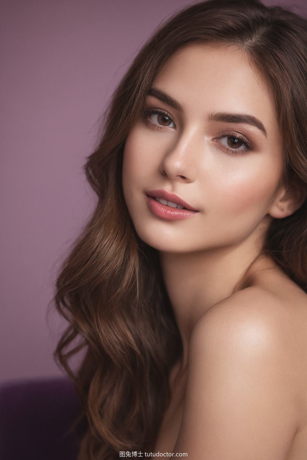 花样美女：紫色沙发上慵懒的美人