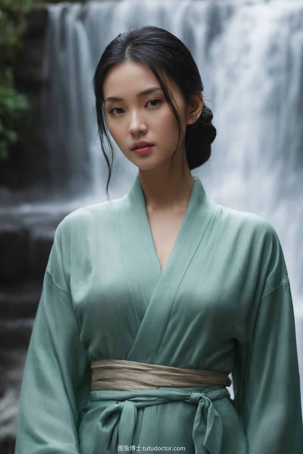 私房写真：瀑布旁的玉美人