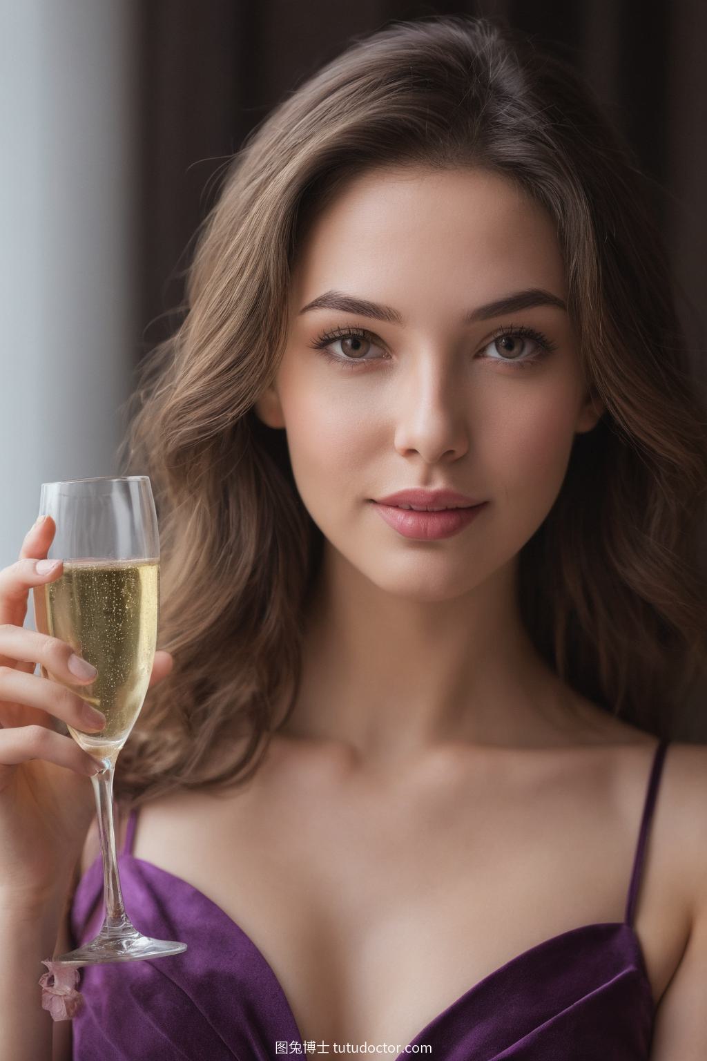 花样美女：紫色沙发上慵懒的美人