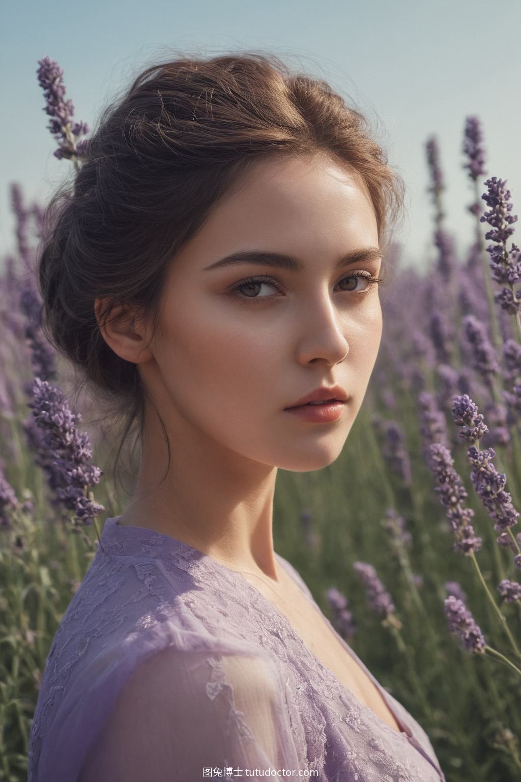 自然风光：薰衣草田的宁静美景