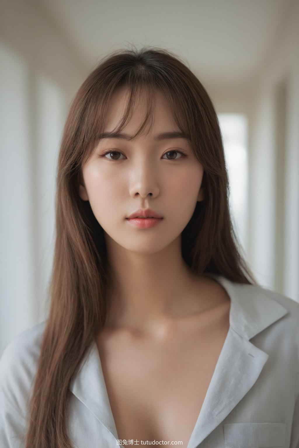清纯校花美女：走廊上的纯真魅力