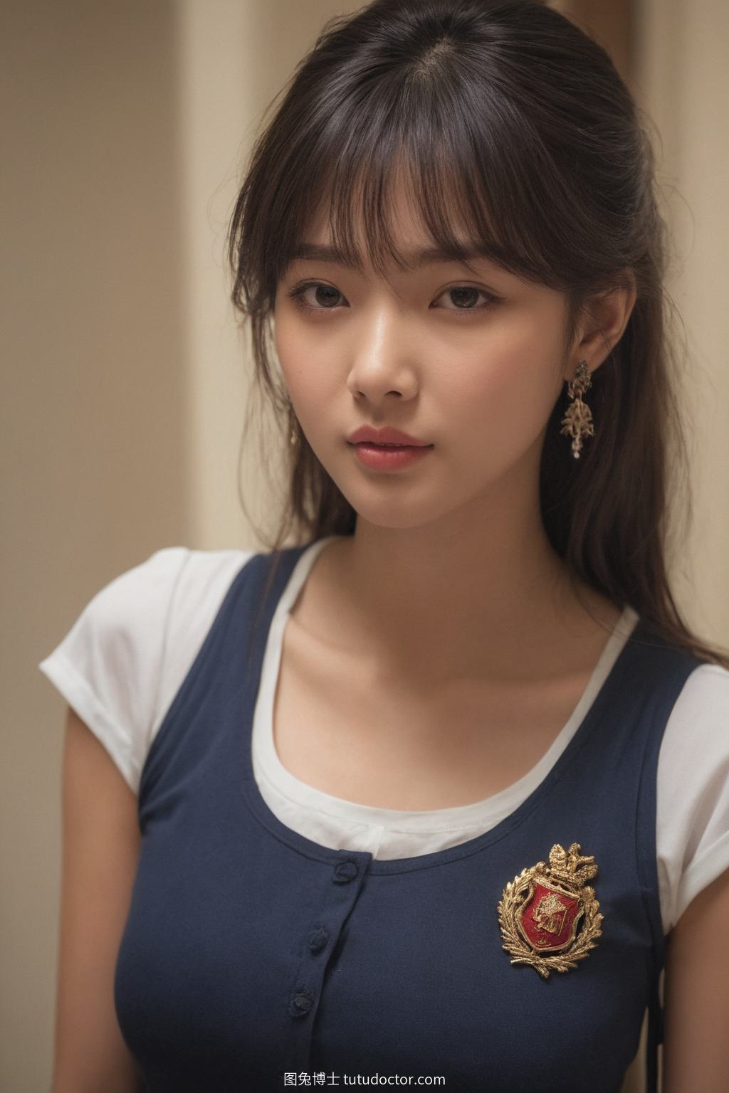 清纯校花美女：走廊上的纯真魅力