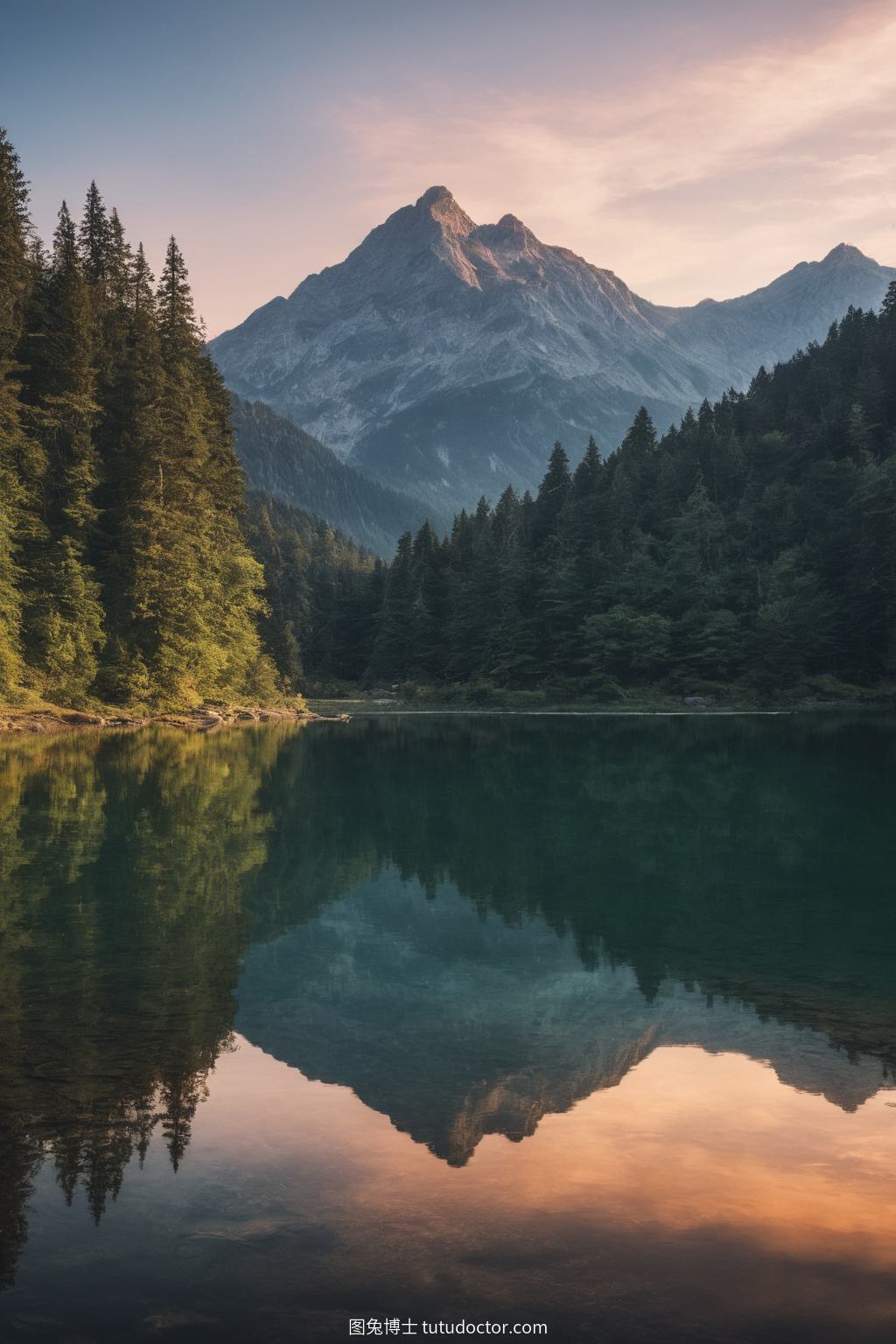 自然风光：湖光山色倒影静谧