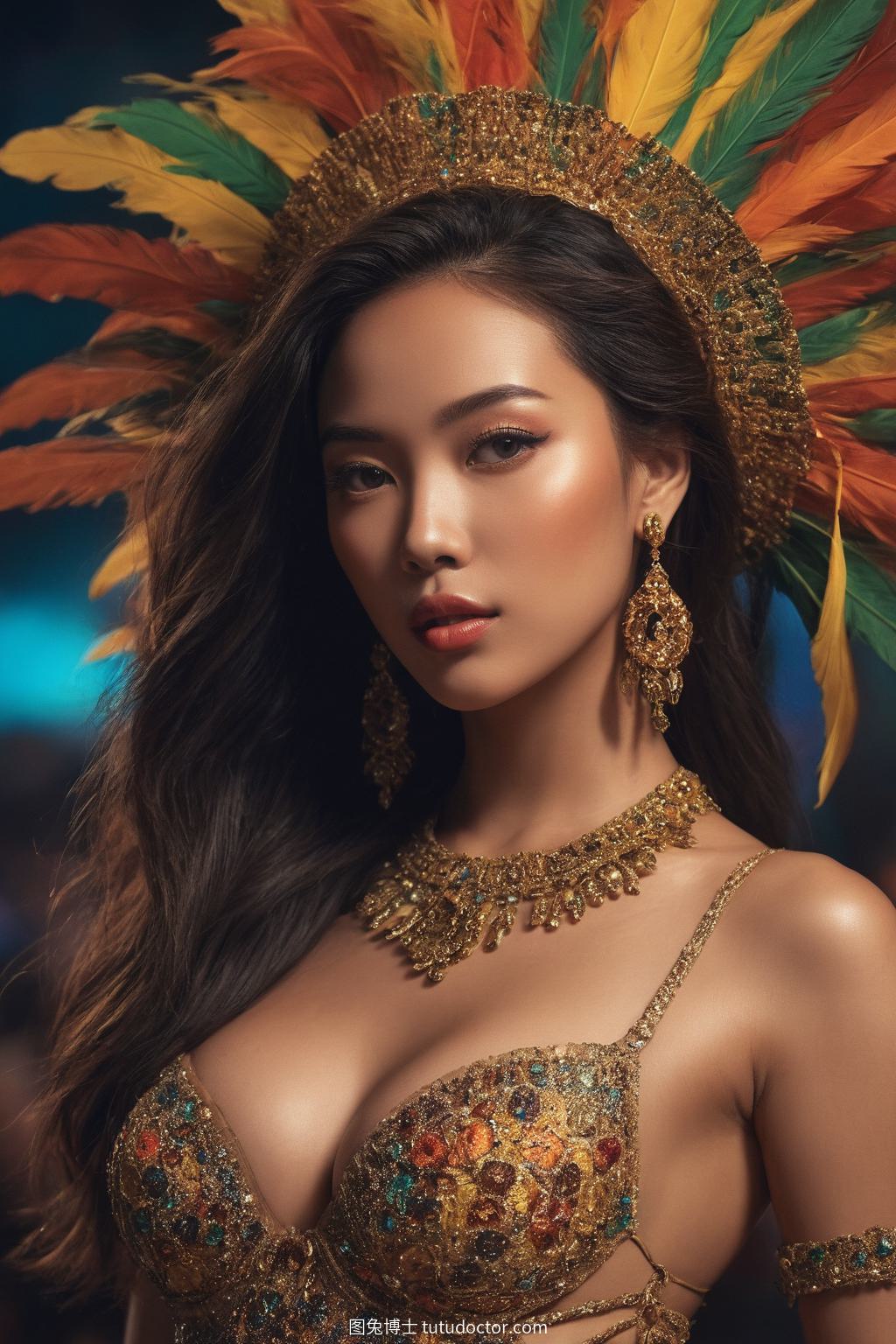 异域美女：巴西狂欢节上的桑巴舞者