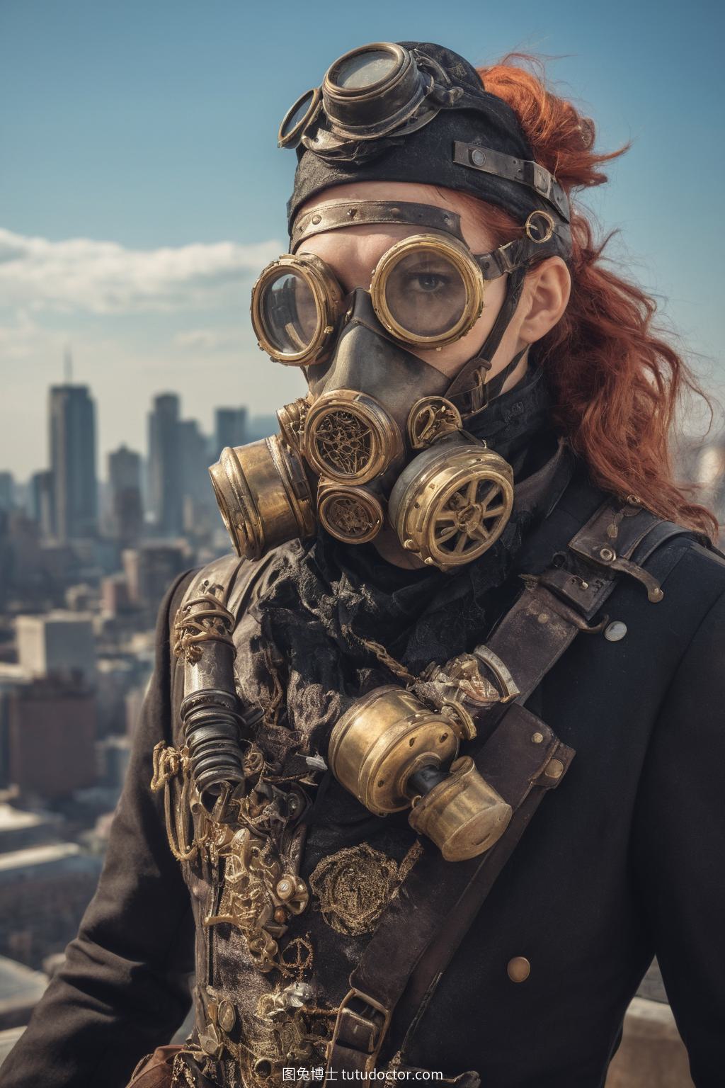 COSPLAY：蒸汽朋克cosplayer在摩天大楼顶穿梭