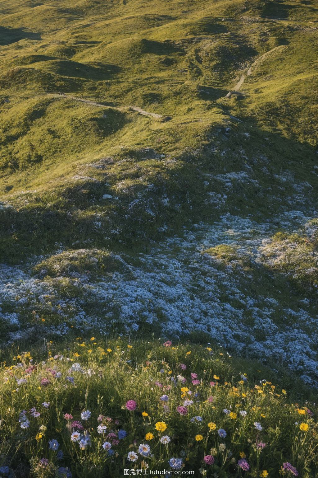 植物秘境：高山野花毯映衬雪峰蓝天