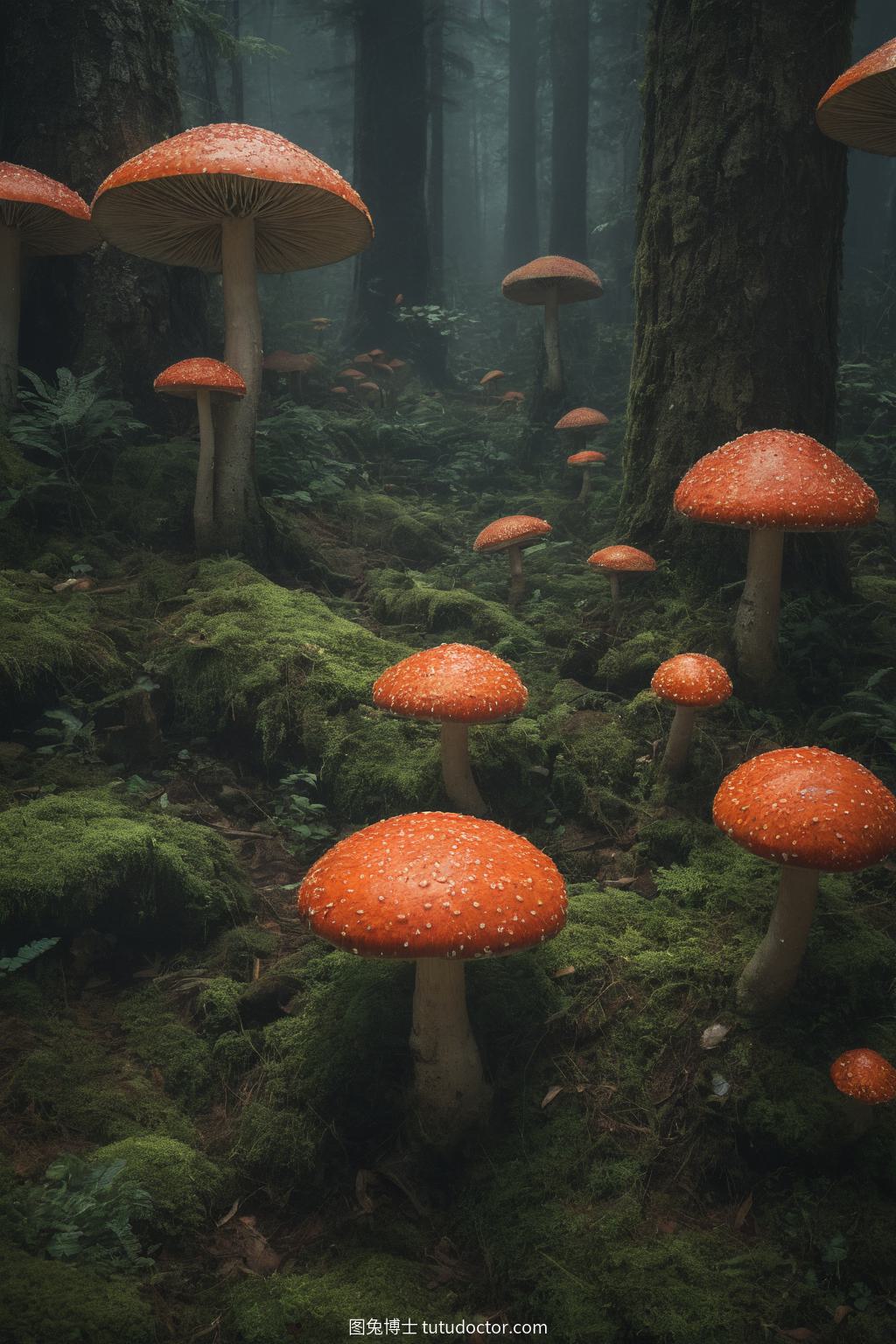 植物秘境：发光蘑菇照亮森林，营造梦幻氛围