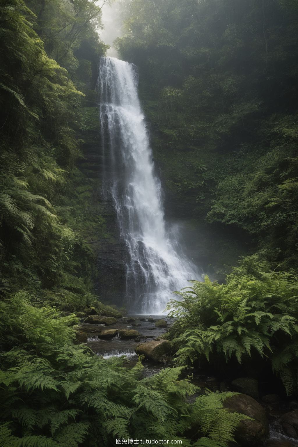 植物秘境：隐秘瀑布的自然交响
