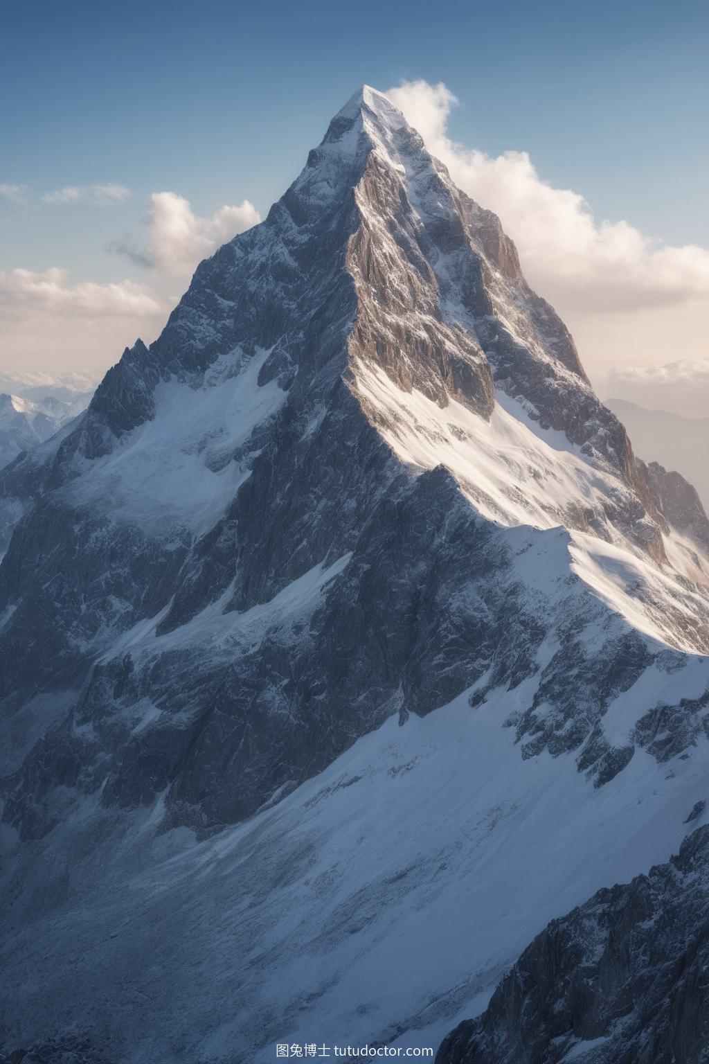 胶片摄影：雪山云端全景图，自然的壮丽与冷峻