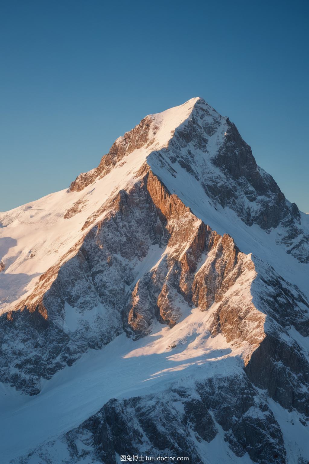 胶片摄影：雪峰夕照，冰蓝与暖色的交响
