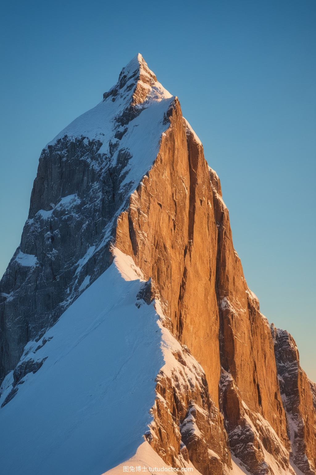 胶片摄影：雪峰夕照，冰蓝与暖色的交响