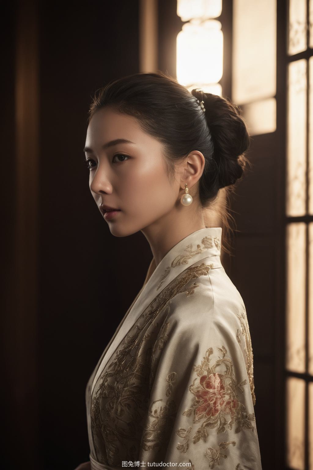 古风韵味美女：烛影摇曳中的宫廷美人