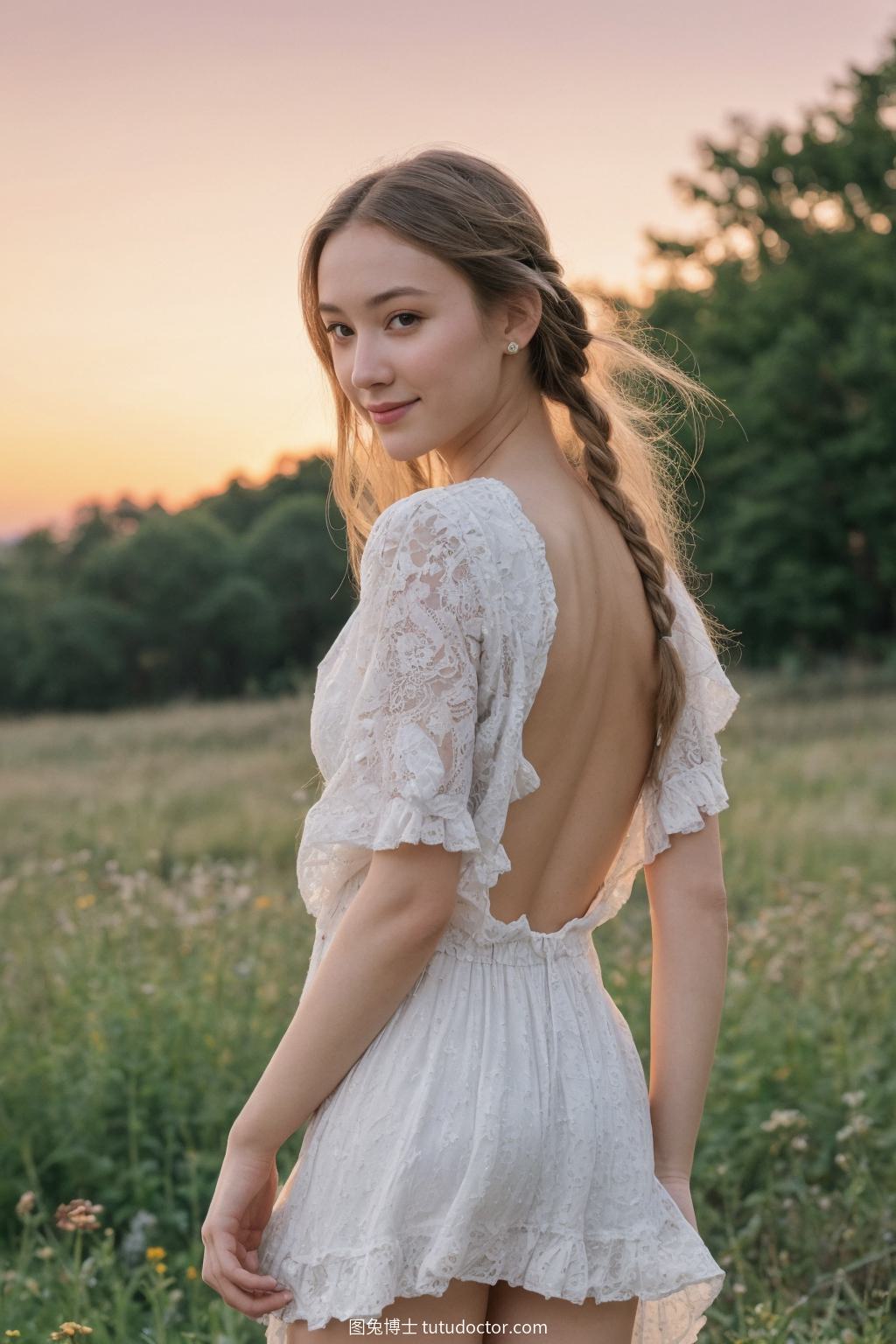 花样美女：宁静公园中的波西米亚风女子